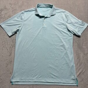 Johnnie O Polo Shirt Mens XL Blue Striped Short‎ Sleeve Golf Tree Logo On Sleeve